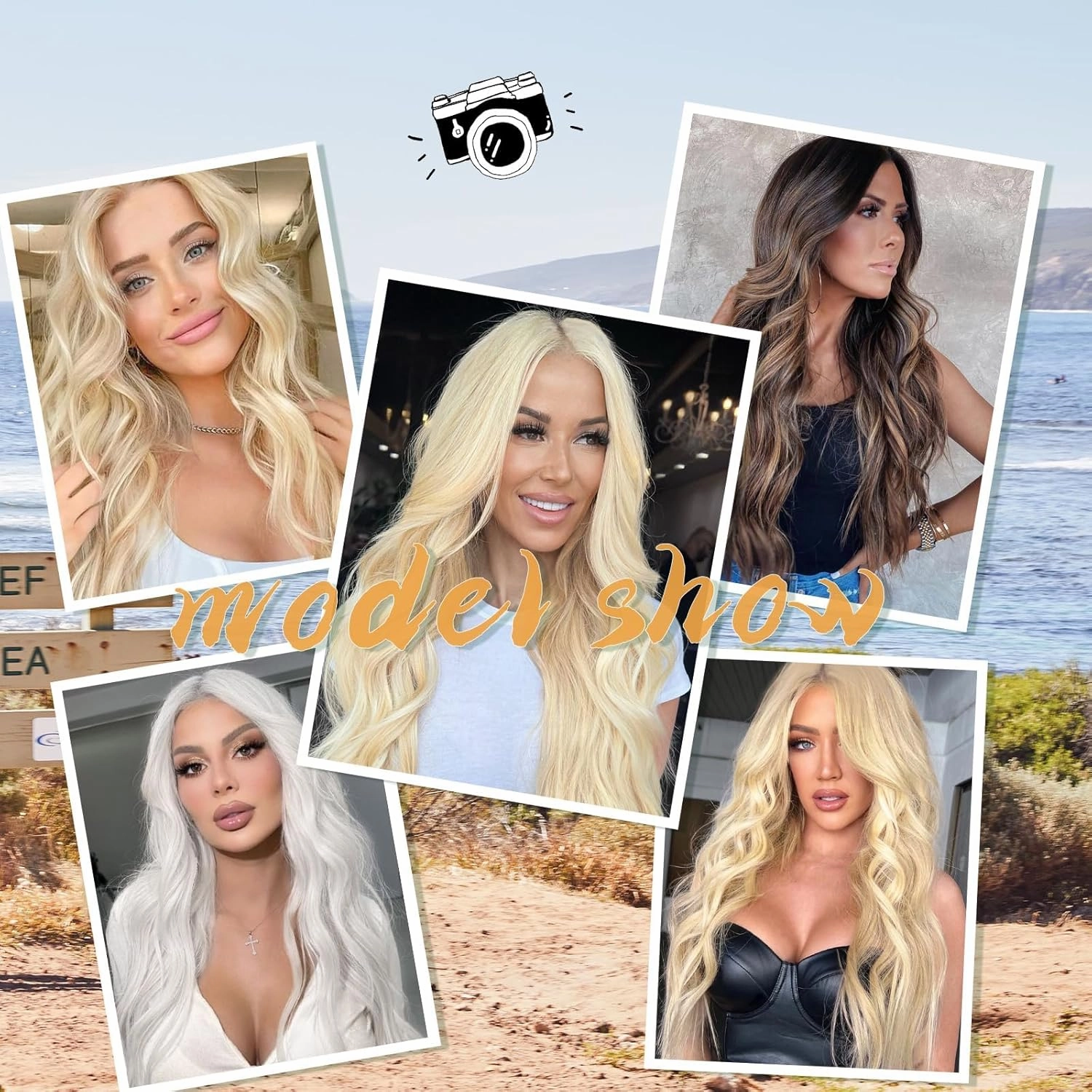 WERD Long Blonde Wig for Women Mix Wig with Middle Part Colored Blonde Natural Wavy Hair for Daily Party Use