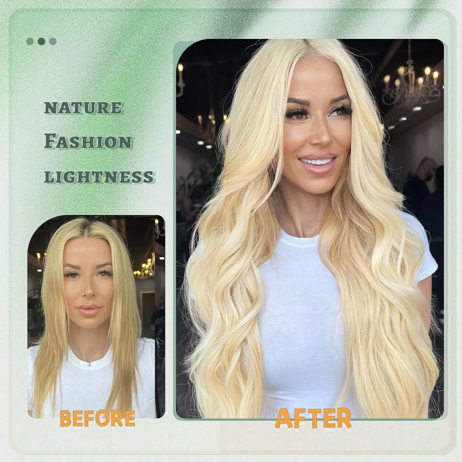 WERD Long Blonde Wig for Women Mix Wig with Middle Part Colored Blonde Natural Wavy Hair for Daily Party Use