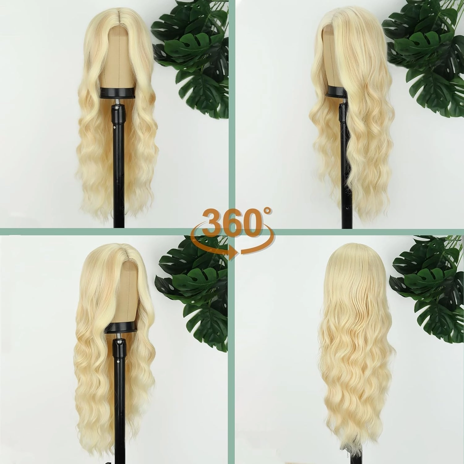 WERD Long Blonde Wig for Women Mix Wig with Middle Part Colored Blonde Natural Wavy Hair for Daily Party Use