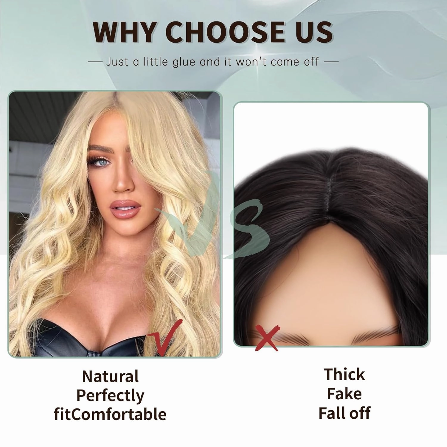 WERD Long Blonde Wig for Women Mix Wig with Middle Part Colored Blonde Natural Wavy Hair for Daily Party Use