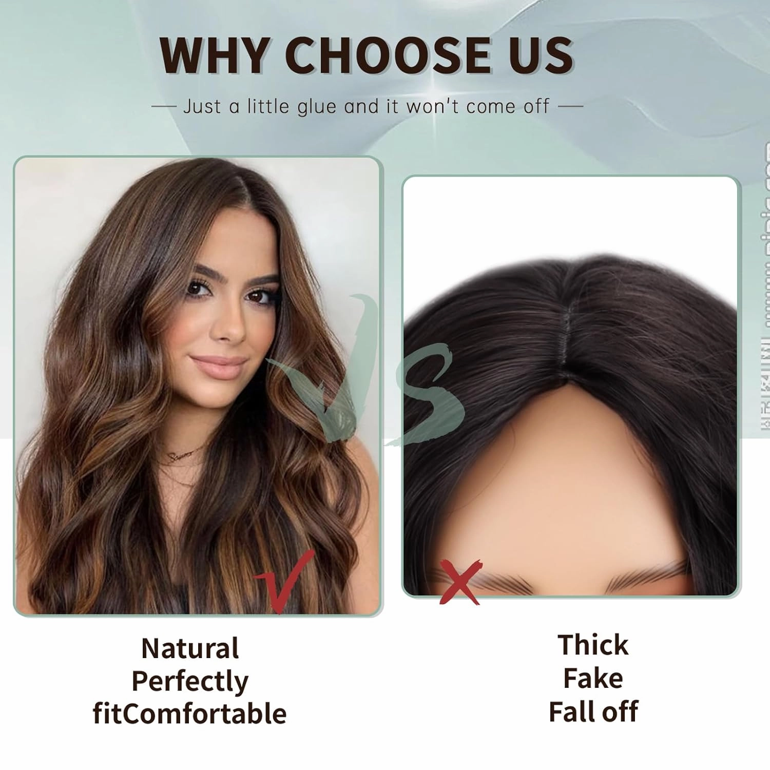 WERD Long Brown Wavy Wig for Women Dark Brown Curly Hair Wig with Middle Part Synthetic Brown Highlight Curly Long Wigs for Girls Daily Party Use
