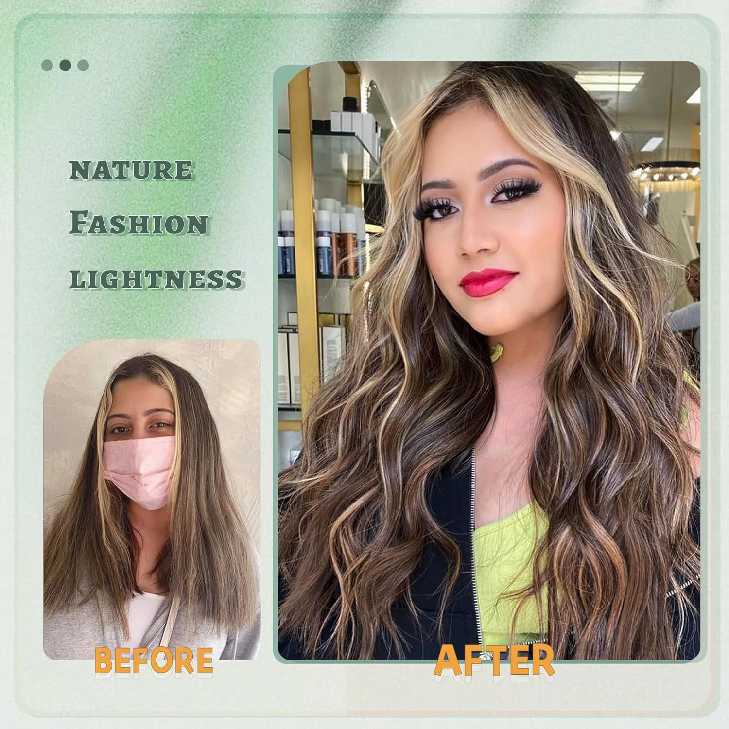 WERD Long Brown Wavy Wig for Women Dark Brown Curly Hair Wig with Middle Part Synthetic Brown Highlight Curly Long Wigs for Girls Daily Party Use