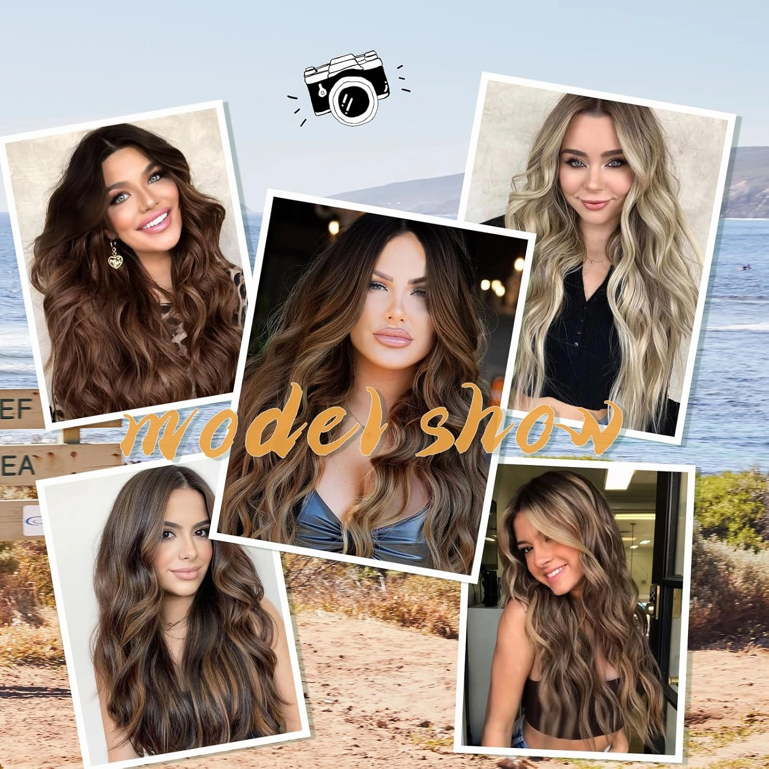 WERD Long Ombre Brown Wavy Wig for Women 26 Inch Middle Part Curly Wavy Wig Natural Looking Synthetic Black to Brown Wig for Daily Party Use