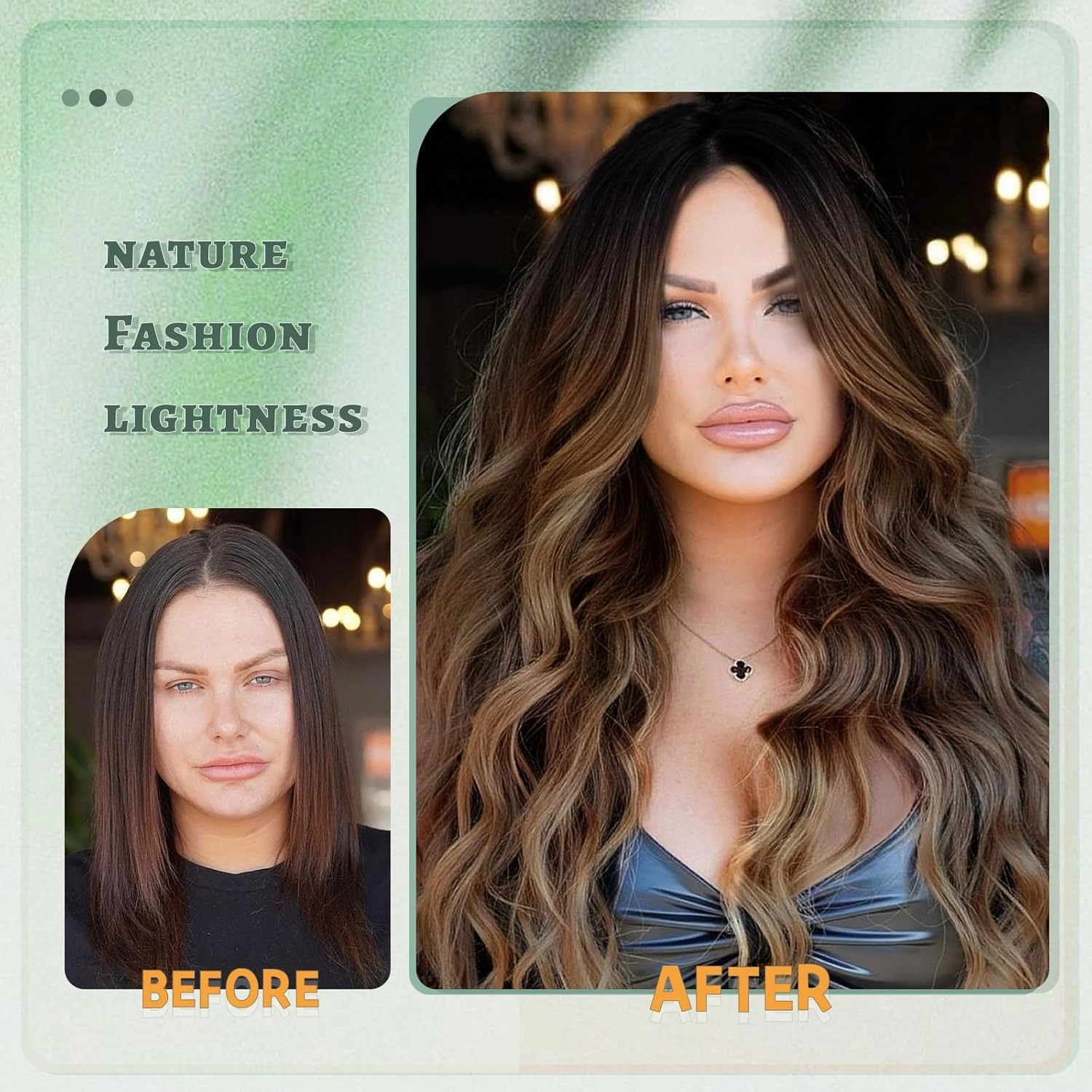 WERD Long Ombre Brown Wavy Wig for Women 26 Inch Middle Part Curly Wavy Wig Natural Looking Synthetic Black to Brown Wig for Daily Party Use