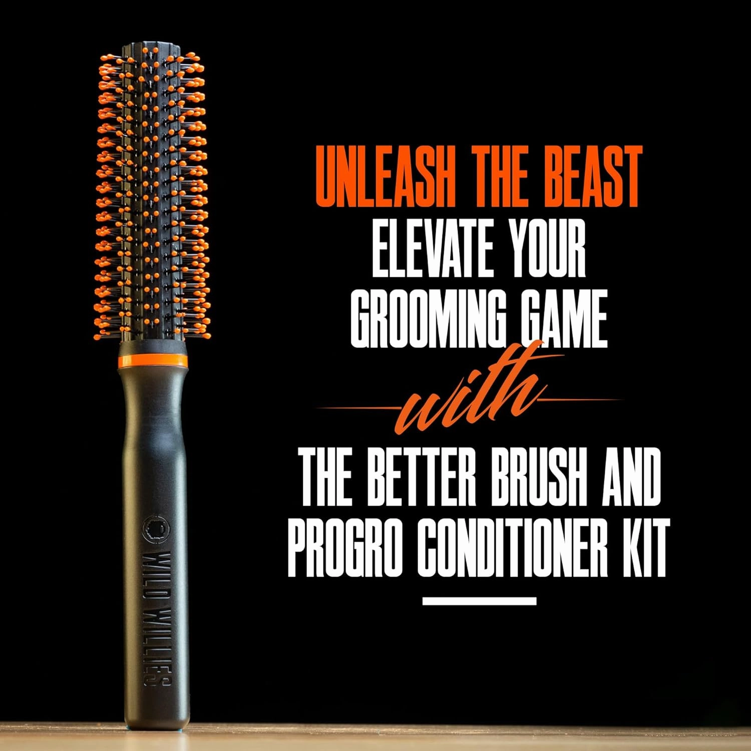 Wild Willies Round Brush and Conditioner Kit - The Better Brush for Styling Hair or Beard, with PROGRO - Softening, Hydrating, Strengthening & Nourishing for a Healthy Look