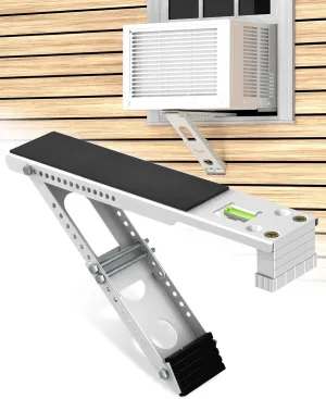 Window Air Conditioner Support Bracket: Adjustable Anti-Slip Shock-Absorbing Mat Windows Safe Bracket Built-in Bubble Level - 12000 to 24000 BTU AC Units Window Mount Bracket Up to 165 lbs