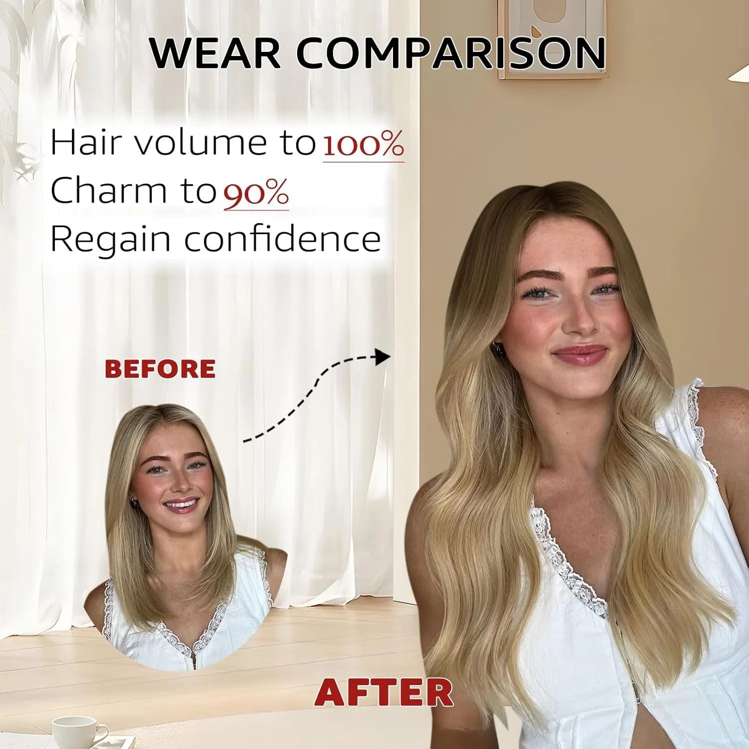 Wire Hair Extensions 70g Straight Hair Extensions Walnut Brown to Ash Brown and Golden Blonde Invisible Wire Hair Extensions Real Human Hair Extensions for Women 14inch(#3/8/22-14inch)