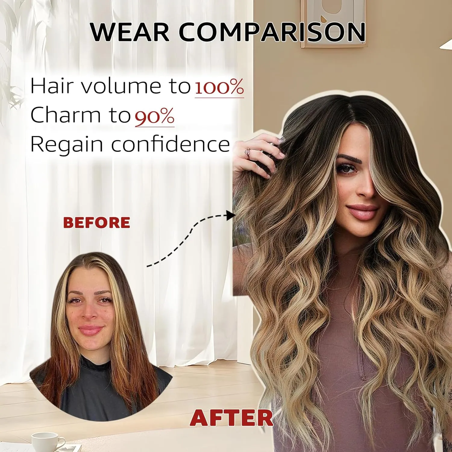 Wire Hair Extensions 70g Straight Human Hair Wire Extensions Dark Brown to Dirty Blonde Invisible Wire Hair Real Human Hair Brown Hair Extensions for Women 14inch(#2/6/18-14inch)