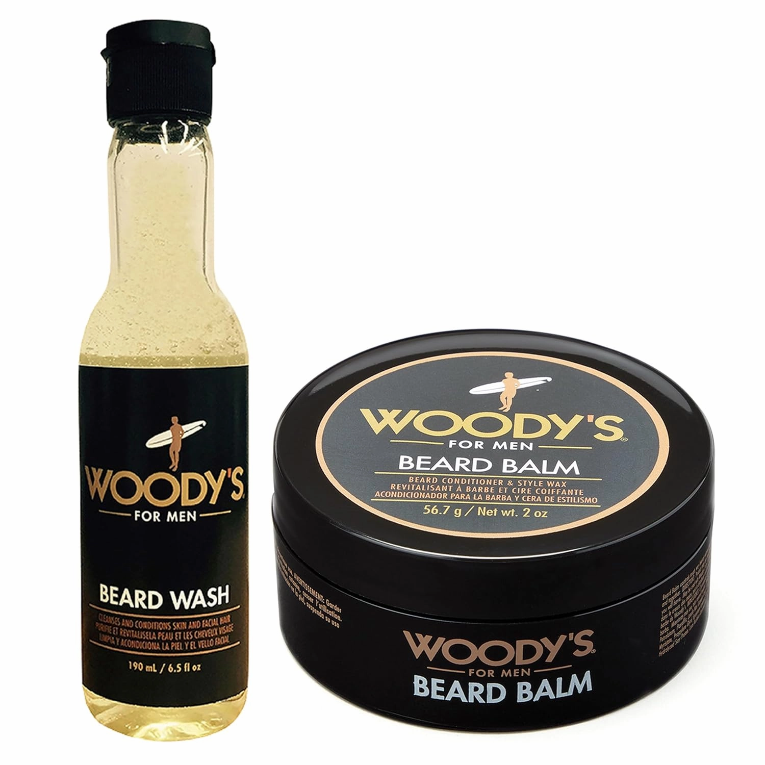 Woody's Beard Care Set, Energizing Wash 6.3 fl oz and 2-in-1 Beard Balm 2 Oz