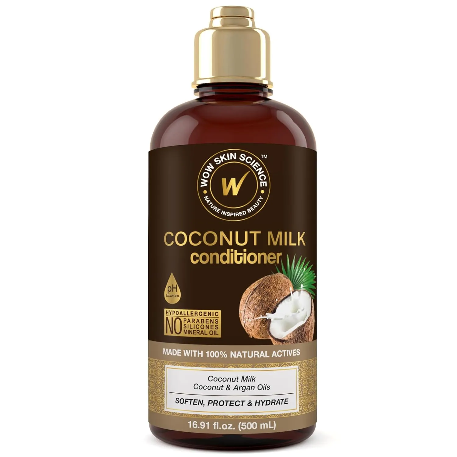 WOW Skin Science Coconut Milk Hair Conditioner for Dry Hair - Deep Conditioner for Dry Damaged Hair Sulfate Free Conditioner - Curly Hair Conditioner - Conditioner for Men & Women