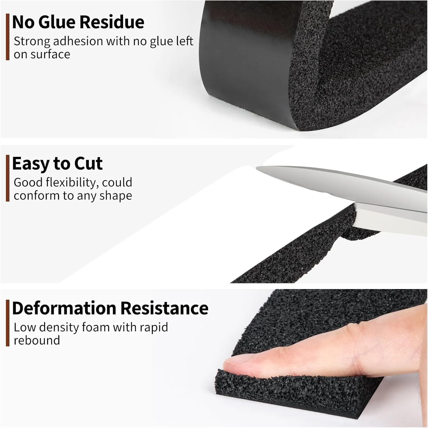Yotache Open Cell Foam Air Conditioner Weather-Strip Seal Tape 2"x1", Thick Adhesive with High Resilience Foam Cushion Strip, 6.5 Ft x 2Pcs