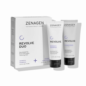 ZENAGEN Revolve Women's Travel Kit | Shampoo   Conditioner for Fine & Visibly Thin Hair, Promotes Thicker Fuller Hair, Plant-Based Formula, Color-Safe, Vegan