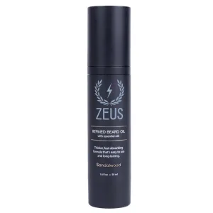ZEUS Refined Beard Oil, Leave In Conditioner Oil for a Softer Beard & Mustache -Made in USA (Sandalwood) 1.6 oz.