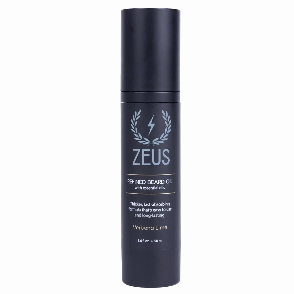 ZEUS Refined Beard Oil, Leave In Conditioner Oil for a Softer Beard & Mustache - Made in USA (Verbena Lime) 1.6 oz.