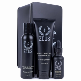 ZEUS Starter Beard Wash & Beard Oil Kit for Men, Soften, Hydrates, & Moisturizes Facial Hair (Italian Cypress) MADE IN USA