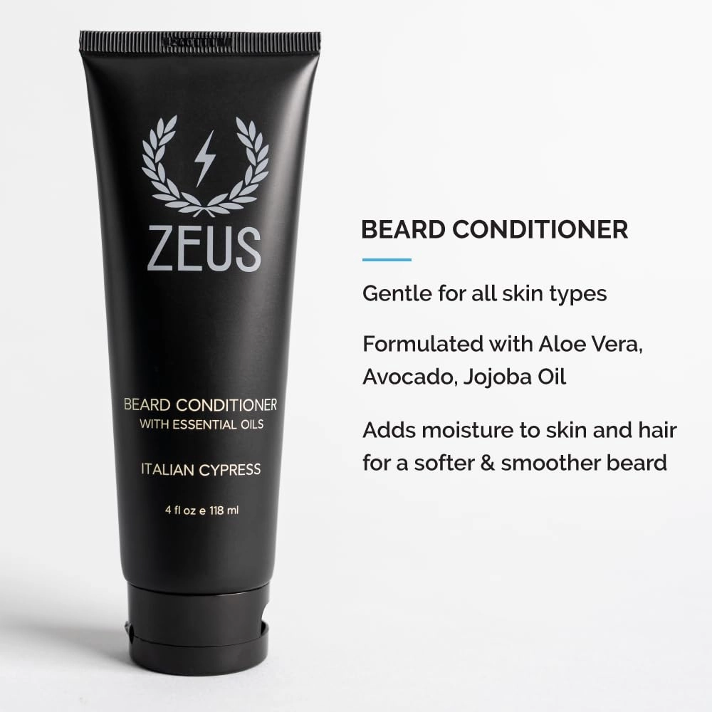 ZEUS Starter Beard Wash & Beard Oil Kit for Men, Soften, Hydrates, & Moisturizes Facial Hair (Italian Cypress) MADE IN USA