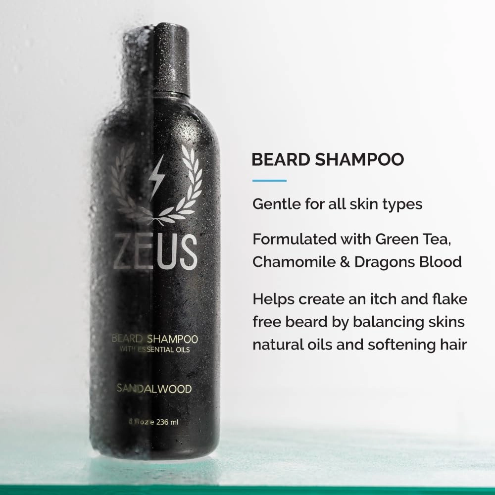 ZEUS Starter Beard Wash & Beard Oil Kit for Men, Soften, Hydrates, & Moisturizes Facial Hair (Verbena Lime) MADE IN USA